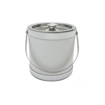 White Stainless Steel 3 Quart Leatherette Ice Bucket