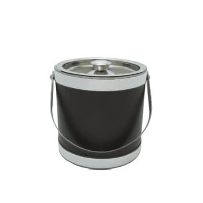 Brown Stainless Steel 3 Quart Leatherette Ice Bucket