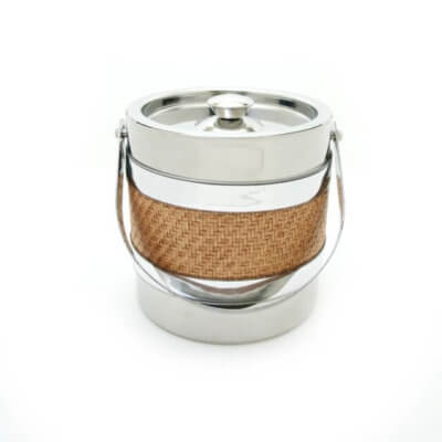 Stainless Steel and Wicker 3 Qt. Ice Bucket