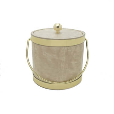 Faux Doe Skin with Gold Trim 3Qt. Ice Bucket
