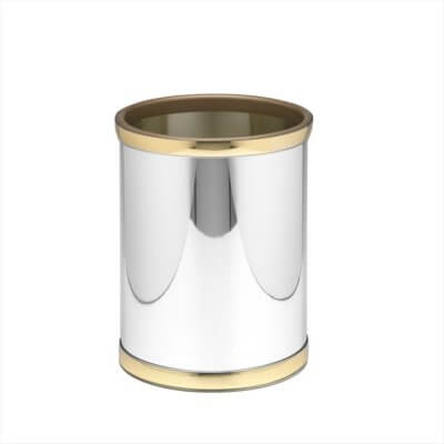 Mylar Polished Chrome & Brass 10" Rd. Waste Basket