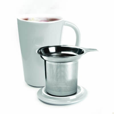 Abbey Ceramic Tea Brewing Mug - White