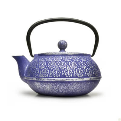 Blue Floral 40 oz. Cast Iron Teapot