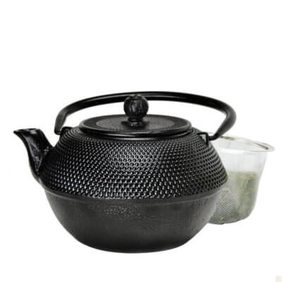 Hammered 40 oz Cast Iron Teapot - Black