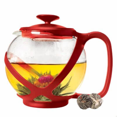 Tempo Round 40 oz. Glass Teapot