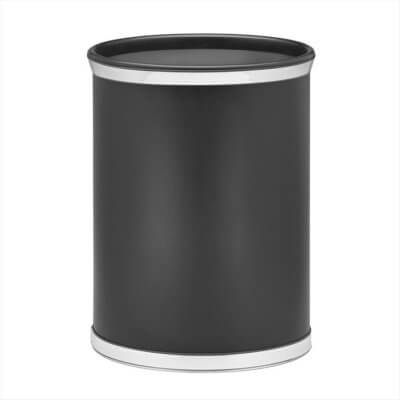 Sophisticates Black with Polished Chrome Trim 13 Qt Oval Waste Basket