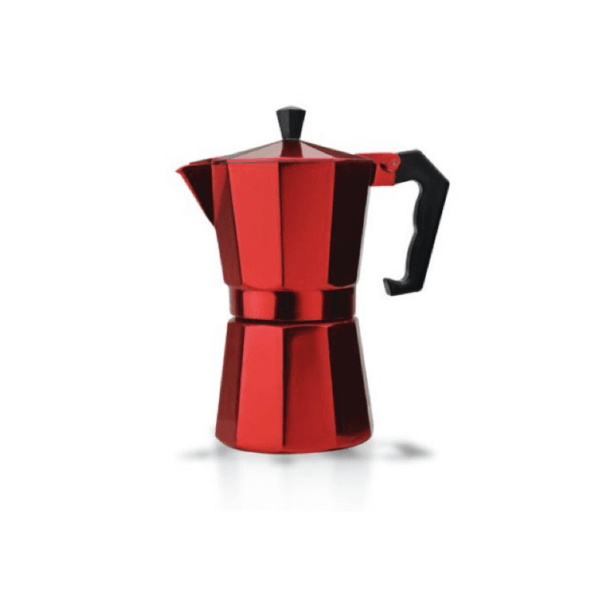 6 Cup Aluminum Stovetop Espresso Maker - Red