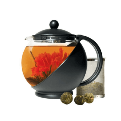 Half Moon Teapot Set with 3 Flowering Teas - Black