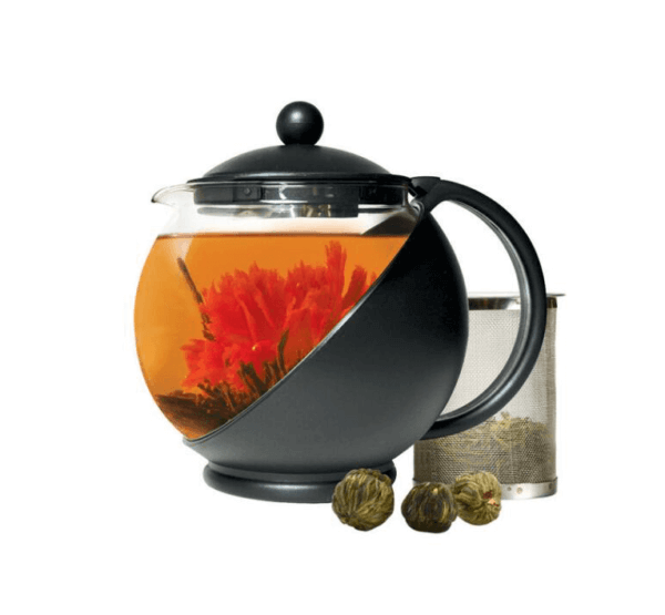 Half Moon Teapot Set with 3 Flowering Teas - Black