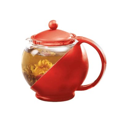 Half Moon Teapot Set with 3 Flowering Teas - Red