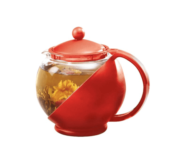 Half Moon Teapot Set with 3 Flowering Teas - Red