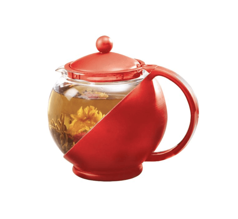 Half Moon Teapot Set with 3 Flowering Teas Red SLX Hospitality