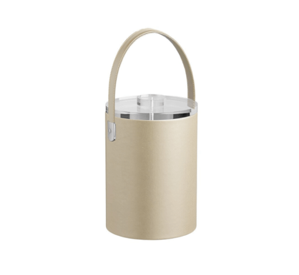Zapa Beige TALL 2 qt Ice Bucket  with Thick Lucite, Strap Handle