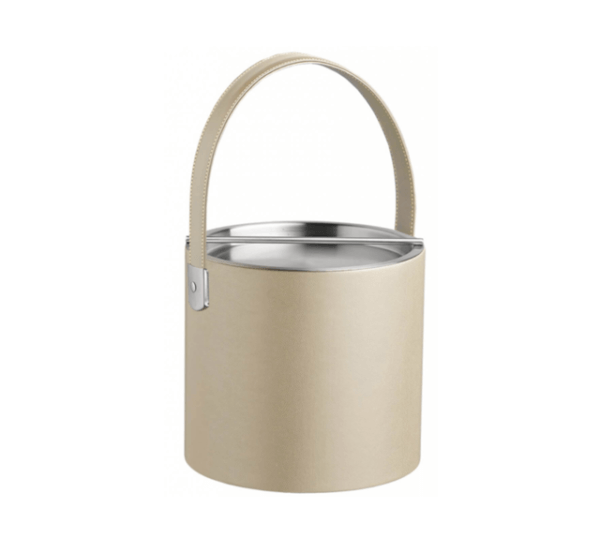 Zapa Beige 3 qt Ice Bucket with Stainless Steel Lid with Bar Handle