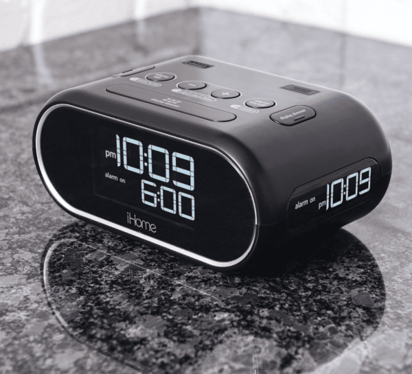 HiH35B Patented LCD Patented Triple Display Alarm Clock with Dual USB Charging