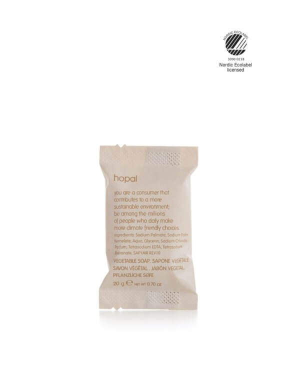 VEGETABLE SOAP 20 g, CERTIFIED "NORDIC ECOLABEL", HOPA