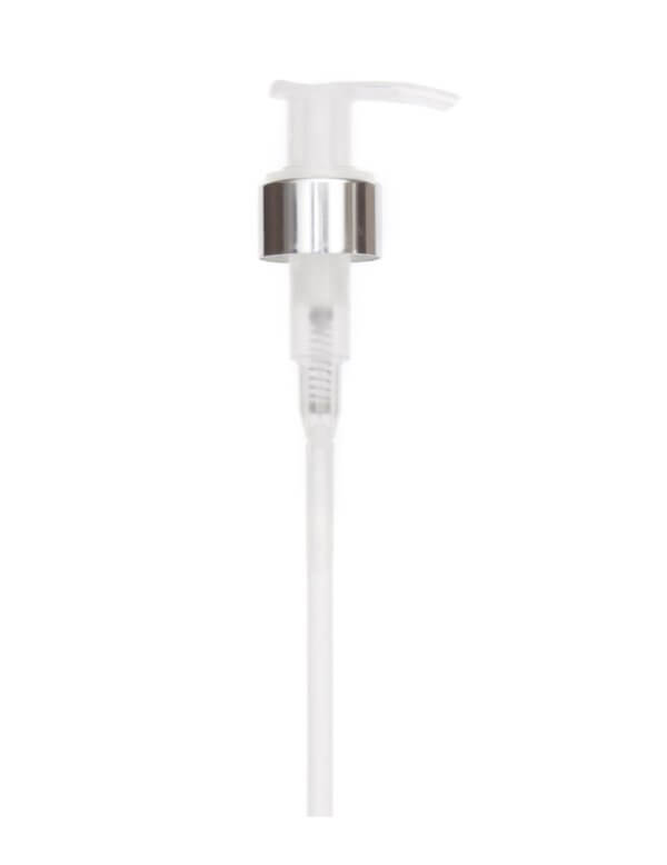 Transparent Pump with Silver Aluminum Ring for 380ml Bottle - Image 2