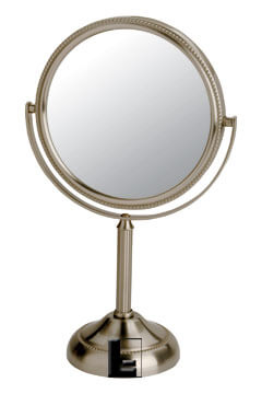 Jerdon 6 inch Tabletop Mirror, 5x-1x, Nickel