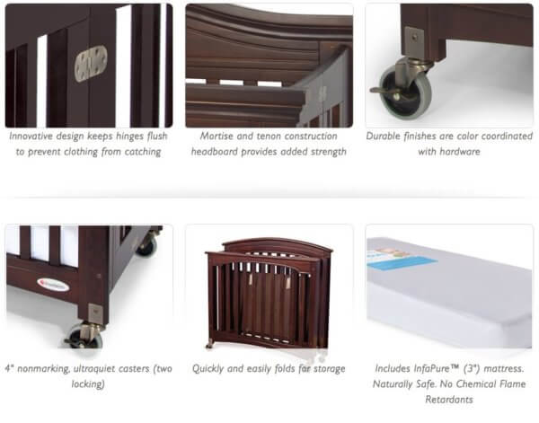 Royale Folding Fixed Side Crib - Compact - Image 2