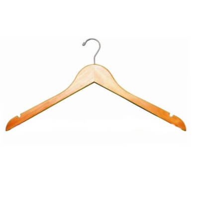 17" Long X 1/2" Thick Shirt Hangers, No Bar - Natural/Chrome (100 per case)