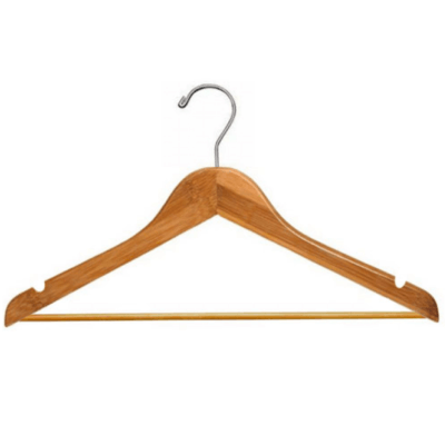 Flat Hanger with Fixed Bar, 1/2" Thick X 17" Wide, Natural/Chrome (100 per case)