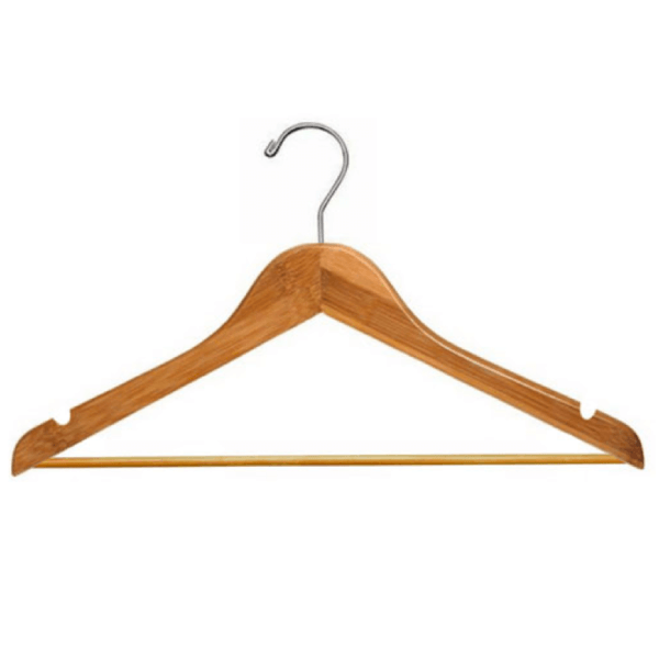 Flat Hanger with Fixed Bar, 1/2" Thick X 17" Wide, Natural/Chrome (100 per case)