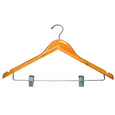 Concave Hanger with Clips, 1/2" Thick X 17" Wide, Natural/Chrome (100 per case)