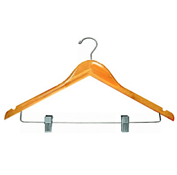 Concave Hanger with Clips, 1/2" Thick X 17" Wide, Natural/Chrome (100 per case)
