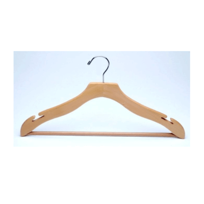 Men's Flat Slimline Hanger w/Large Notch - W/ Bar, Natural/Chrome (100 per case)