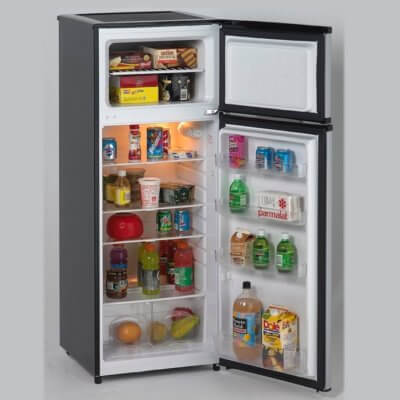7.4 CF Two Door Apartment Size Refrigerator - Black w/Platinum Finish