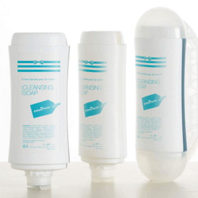 Holder for Squeezable Dispenser - Adhesive Attachment