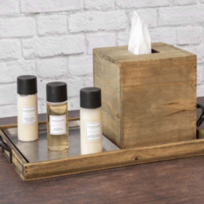 Asheville 9" x 13" Rustic Wood Handled Tray