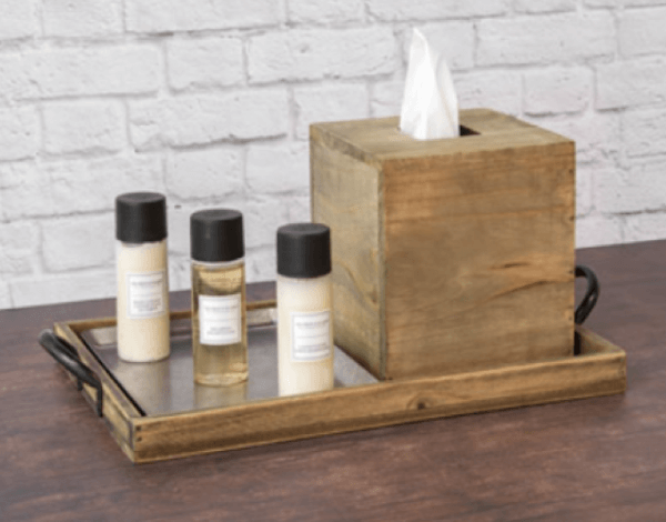 Asheville 9" x 13" Rustic Wood Handled Tray
