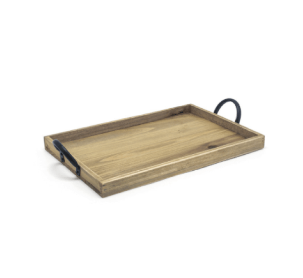 Asheville 9" x 13" Rustic Wood Handled Tray - Image 2