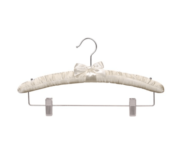 16" Black Satin Padded Top Shirt Hanger w/ Chrome Hardware (Case of 100)