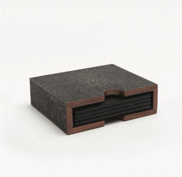 Varese Coaster Set Faux Shagreen - Image 3