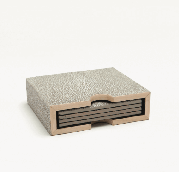 Varese Coaster Set Faux Shagreen - Image 4