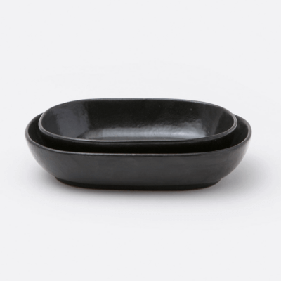 Finn Serving Trays & Bowls | White & Black Glaze
