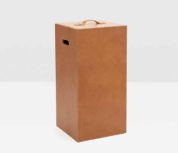 Barnet Square Leather Laundry Basket