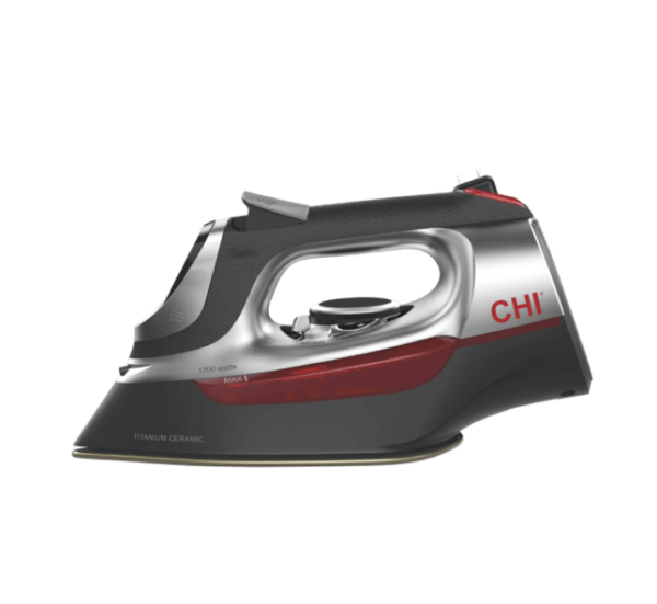 CHI® Electronic Iron with Retractable Cord in Black/Red