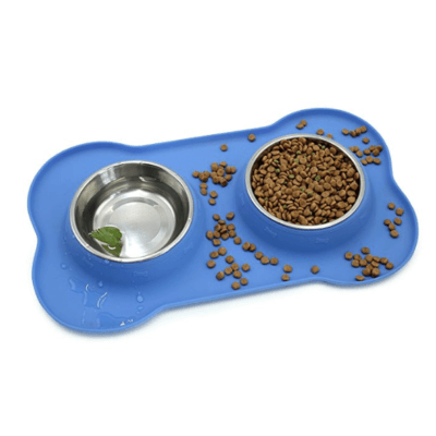 Dog Bowl Feeder with Non Spill Skid Resistant Silicone Mat
