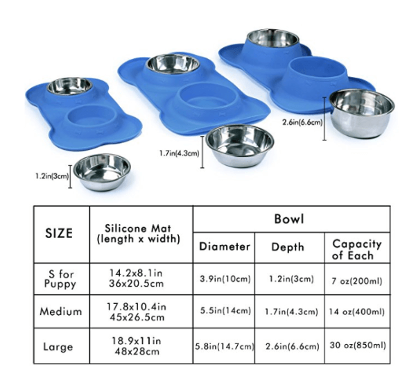 Dog Bowl Feeder with Non Spill Skid Resistant Silicone Mat - Image 2