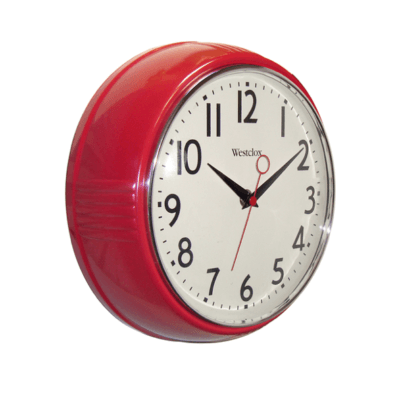 1950 Retro 9.5" Extra Thick Round Wall Clock Red