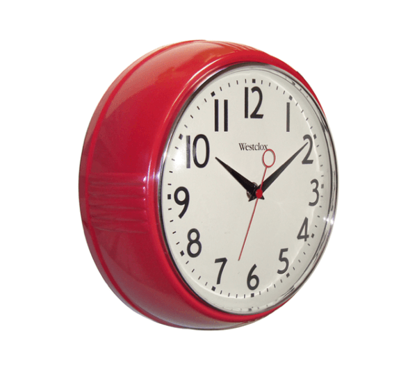 1950 Retro 9.5" Extra Thick Round Wall Clock Red