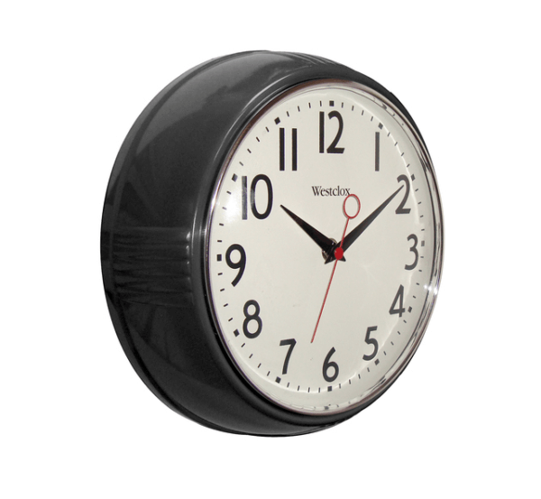 1950 Retro 9.5" Extra Thick Round Wall Clock Black