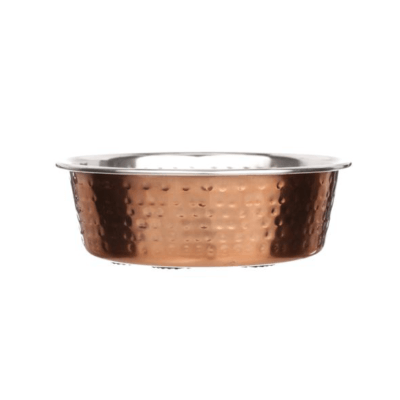 Hammered Copper Finish Dog Bowl