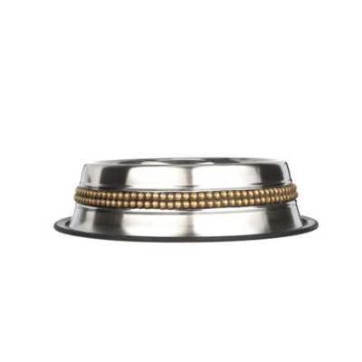 Brass Beaded Dog Bowl