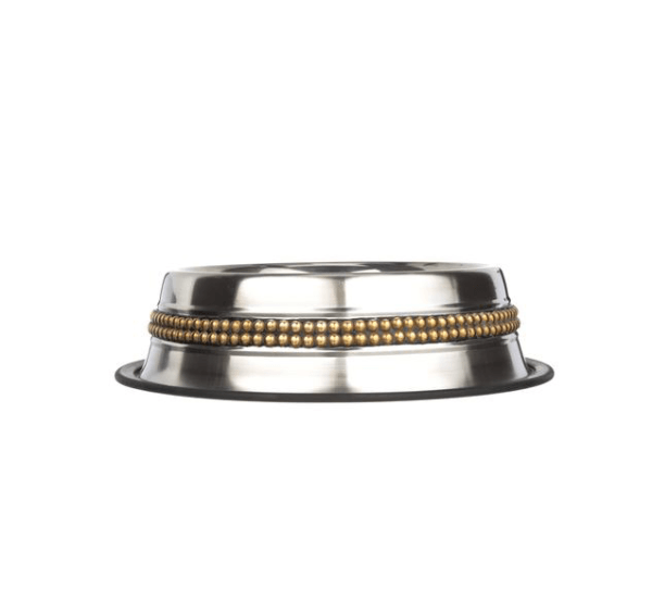 Brass Beaded Dog Bowl
