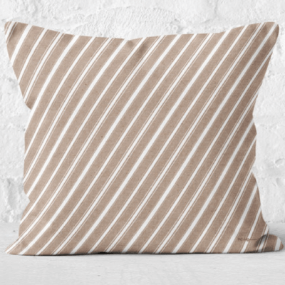 Tan & White Cane Stripes Throw Pillow