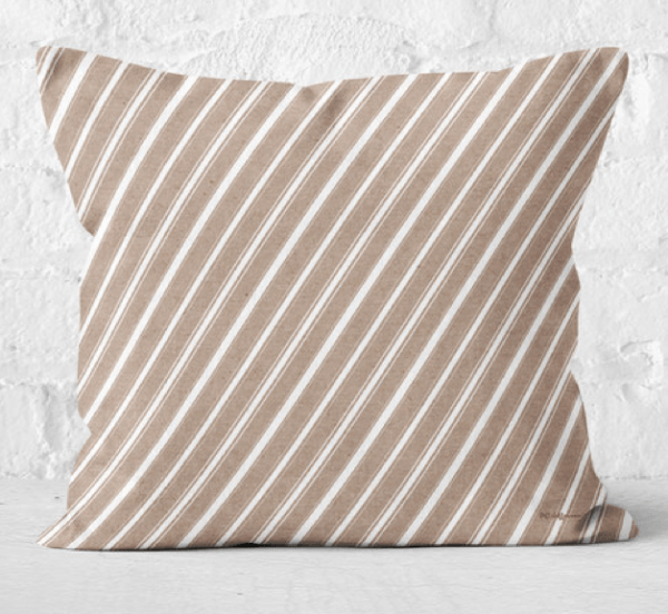 Tan & White Cane Stripes Throw Pillow